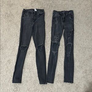 BUNDLE - 2 Tall, Black, Distressed H&M Skinny Jeans